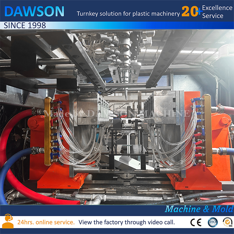 Высокоэффективная одностанционная 5-головочная выдувная машина для контейнеров с широким горлышком из полиэтилена высокой плотности